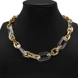 Chains Transparent New Design Twist Alloy Acrylic Choker Punk Chunky Cuban Thick Chain Necklace for Women Male Necklace Jewellery d240509