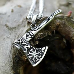 Pendant Necklaces Men's 316L Stainless-steel Viking Celtic Axe Necklace For Teens Fashion Animal Jewelry Gift