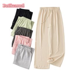 Women Loose Wide Pants Pleated Texture 2024 Summer New Trousers Thin Slim Cool Pants Casual Pants