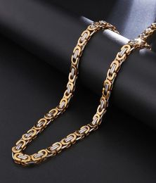 Gold Silver Byzantine Flat Necklace Stainless Steel Link Chain For Men JewelryLength 22039039 Width 6 mm1143796