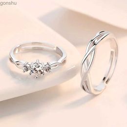 Couple Rings Fashionable Silver Couple Ring in Korea Simple and Personalized Romantic Couple Ring Adjustable Open Gift for Men and Women WX