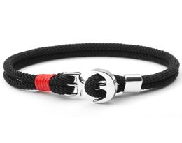 Tennis Stainless Steel Mens Bracelet Double Layer Braided Thread Braslet For Hombre Boy Creative Anchor Viking Braclet Male Access3056537