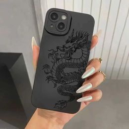 Cell Phone Cases Dragon Printed Phone Case for iPhone 15 Cases iPhone 14 13 11 Pro Max XS XR X 7 8 Plus shock-absorbing soft silicone bumper cover J240509