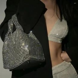 Evening Bags Luxury Diamonds Basket Bag Stylish Women Handbag Club Prom Shinny Rhinestone Shoulder Crossbody Party Bucket Purse