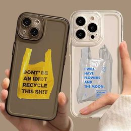 Cell Phone Cases Creative Plastic Bag Transparent Phone Case For iPhone 11 14 15 Pro Max 12 13 Mini 7 8 Plus XS Max XR Cool Shockproof Case Cover J240509