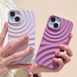 Cell Phone Cases 3D Water Ripples Candy Colour Phone Case for iPhone 14 13 12 11 Pro Max 14 Plus Stylish Matte Soft Silicone Shockproof Back Cover J240509