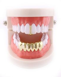 Factory Bottom Teeth Grillz Set Hip Hop Bling Dental Grills CZ Iced Out Tooth Cap Body Jewellery US Whole Men Teeth Access1826677