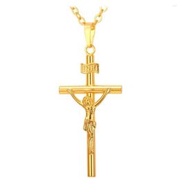 Pendant Necklaces Collare INRI Cross Pendent Men Jewellery Gold Silver Black Colour Religious Christian Crucifix Necklace Women P579 202e