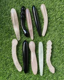 Decorative Figurines 1PC Good Quality Natural Rose Quartz Yoni Wands Gemstone Crafts Pleasure Wand Body Hand Massage Wood Magic St9735788