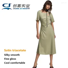 Party Dresses Luxury Satin Triacetate Spring And Summer Women's Short Sleeve Dress Comfortable Cool Outdoor Street Trend Clothing