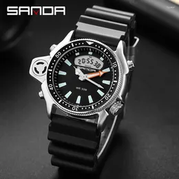 Wristwatches SANDA Fashion Sport Men's Watch Casual Style Watches Men Military Quartz Wristwatch Diver Man Relogio Masculino 3008