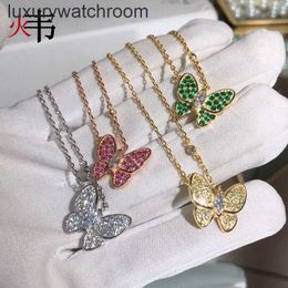 Vancleff High End Jewellery necklaces for womens Full Diamond Butterfly Necklace Womens 18k Rose Gold Pink Diamond Green Diamond White Diamond Yellow Diamond Collar