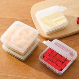 Storage Bottles Flip Cover Cheese Slice Box Transparent Japanese Fruit Plastic Butter Block Kitchen