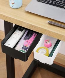 Storage Boxes Bins Under Desk Drawer Organiser invisible storage box self Adhesive Stationary Container Bedroom Sundry Makeup hold1536426