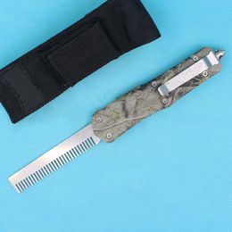 China Made AUTO Comb knife 440C Satin Combs Zinc-aluminum Handle Best-Gift for Friend With Nylon Sheath