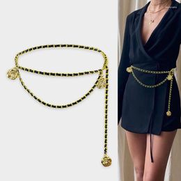 Belts Fashion Gold Chain Belt Female Waist Adjustable Tassel Metal For Women High Quality Easy Waistband Thin Strap 201Q