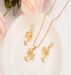 k Solid gold Finish Coco tree Necklace Chain earrings Pendant Fashion New Choker Jewellery sets Women Teens Girl Charms Jewelry6332232