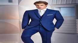 High Quality Royal Blue Tuxedos Slim Fit Mens Wedding Suits One Button Groom Wear Three Pieces Cheap Formal SuitJacketPantsVest6500106