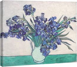 ヴァンゴッホ有名なフローラル油絵の再現モダンラップジクレキャンバスプリントリビングルームの寝室の装飾のためのキャンバスウォールアートの青い花の写真