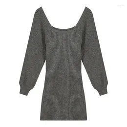 Casual Dresses Women's Bodycon Pullover Mini Sweater Square Neck Cable Knit Cocktail Party Dress