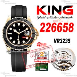 YM 226658 VR3235 Automatic Mens Watch King 42 Yellow Gold 904L Steel 3D Ceramic Bezel Black Dial Oysterflex Rubber Strap Super Edition Same Serial Card Reloj Puretime