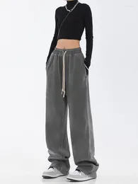 Women's Pants Baggy Grey Sweatpants Women Korean Fashion Oversize Joggers Sports Hippie High Waist Wide Leg Trousers Streetwear 2024