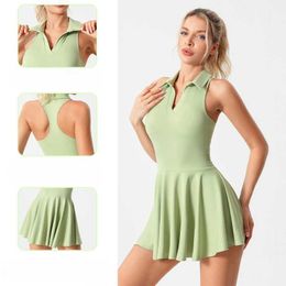 Active Dresses Fashions Aesthetics Tennis Dresses with Chest Cushion Permeability Pleated Skirt Slim Simplicity Short Skirt Fitness Sportswear Y240508