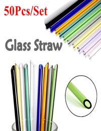 Drinking Straws 50Pcslot Glass Straight Bend Sharp Reusable Straw Tube Ecofriendly Events Party Drinkware Bar Accessoroy7622771