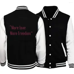Men's Jackets More Love Freedom Awesome Power Printing Coat Street Trend Men Outerwear O-Neck Comfortable Warm Neutral Clothes