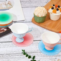 Coffee & Tea Tools 4Pcs/Set Colorf Acrylic Coaster 3.9 Inches Cute Coasters Round Heat Resistant Holder Anti Slip Table Aesthetic For Otyxp