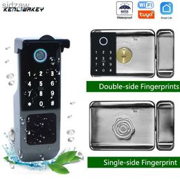 Smart Lock Tuya Wifi Smart Lock Waterproof Application for Remote Control of Biometric Fingerprint Card Digital Code Outdoor Door Electronic Lock WX