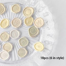 Gift Wrap 18pcs/bag Vintage Sticker Wax Stamp Seal For DIY Decorative Scrapbook Wedding Envelope Candy Colour Student