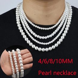 Chains Trendy Imitation Pearl Necklace Men Temperament Simple Handmade Strand Bead For Women Jewellery Gift