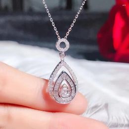 Pendant Necklaces Ne'w Gorgeous Water Drop Necklace For Women Wedding Engagement Brilliant Cubic Zirconia Trendy Jewelry 2024