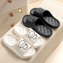 Slippers New Men Women Bathroom Shower Non-Slip Dog Cartoon Flip-Flops Beach Sandals H240509