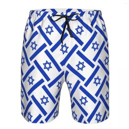 Men's Shorts Swim Summer Swimming Trunks Beach Surf Board Male Clothing Pants Israel Flag