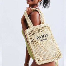 Designer Bags Summer Beach Vacation Fashion Straw Knitting Shoulder Tote Hollow Out Handwoven Handbag Portable Large Capacity Casual Tote Bohemian Girls Side Bags