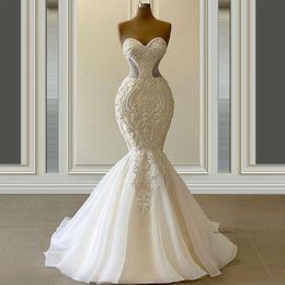 Vestido de Novia Graceful Mermaid Wedding Dressessweetheart Neck Beaded Bridal Gownsカスタムメイド2021 0509