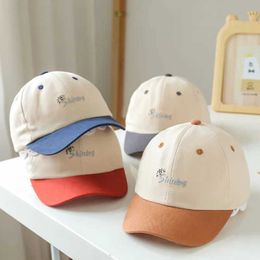 Caps Hats Spring and Summer Childrens Adjustable Cotton Baseball Hat Boys Hip Hop Hat Baby Outdoor Girl Sun Hat d240509