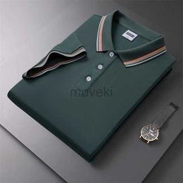 Men's Dress Shirts Mens Business Casual Polo Short Sleeve T-shirt Summer Comfortable and Breathable Solid Cotton Top d240427