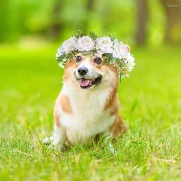 Decorative Flowers Dog Wedding Flower Collar Ring Soft Comfortable Adjustable Pet Simulation Garland Artificial Wreath Po Props