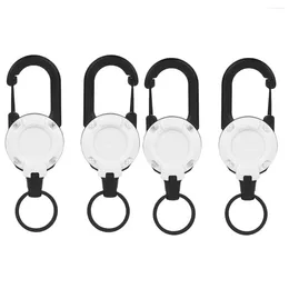 Keychains Heavy Duty Retractable Keychain 4Pcs Badge Holder ID Reel Clips (White)