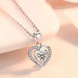 Pendant Necklaces Huitan Double Love Design Crystal Necklace For Women Engagement Wedding Eternity Neck Accessories Gift Female Fashion