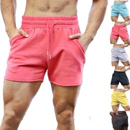 Men's Shorts Mens Fitness Gym Cotton Summer Sport Pink Training Bodybuilding Deep Squat Running Jogger Male Exercise Basketball