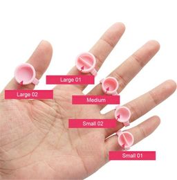 100Pcs Disposable Eyelash Extension Glue Rings Pink Cups Eye Lash Glues Holder Holder glue container Tattoo Pigment3003989