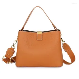Shoulder Bags 2024 Women's Genuine Leather Bag Female Luxury Bucket Handbag Lady Fashion Casual Crossbody Messenger For Girls