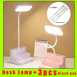 Table Lamps Pen Holder Desk Lamp USB Charging Eye Protection LED Learning Reading Light Touch Dimmable Student Dormitory Bedside