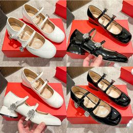 RV High Heels square buckle Dress Shoes Sandals Chunky heel 3-8cmLady Pumps Famous Design Wedding Pumps pommel Metal Buckle Embellished Strap Shoes with Box 34-40