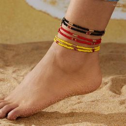 Anklets Bohemian Colourful Rice Bead Anklet For Women Hollow Butterfly Pendant Sandy Beach Chain On Leg Ankle Bracelet Female Jewelry