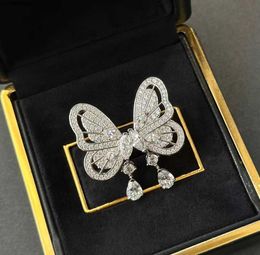 Stud Trend Famous Brand High Qulity Classic Jewelry Earrings For Women Anniversary Gift Pure Sliver 3A Zircons Butterfly BHX2